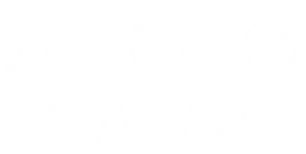 stacked logo in white antonio on top, garza on bottom